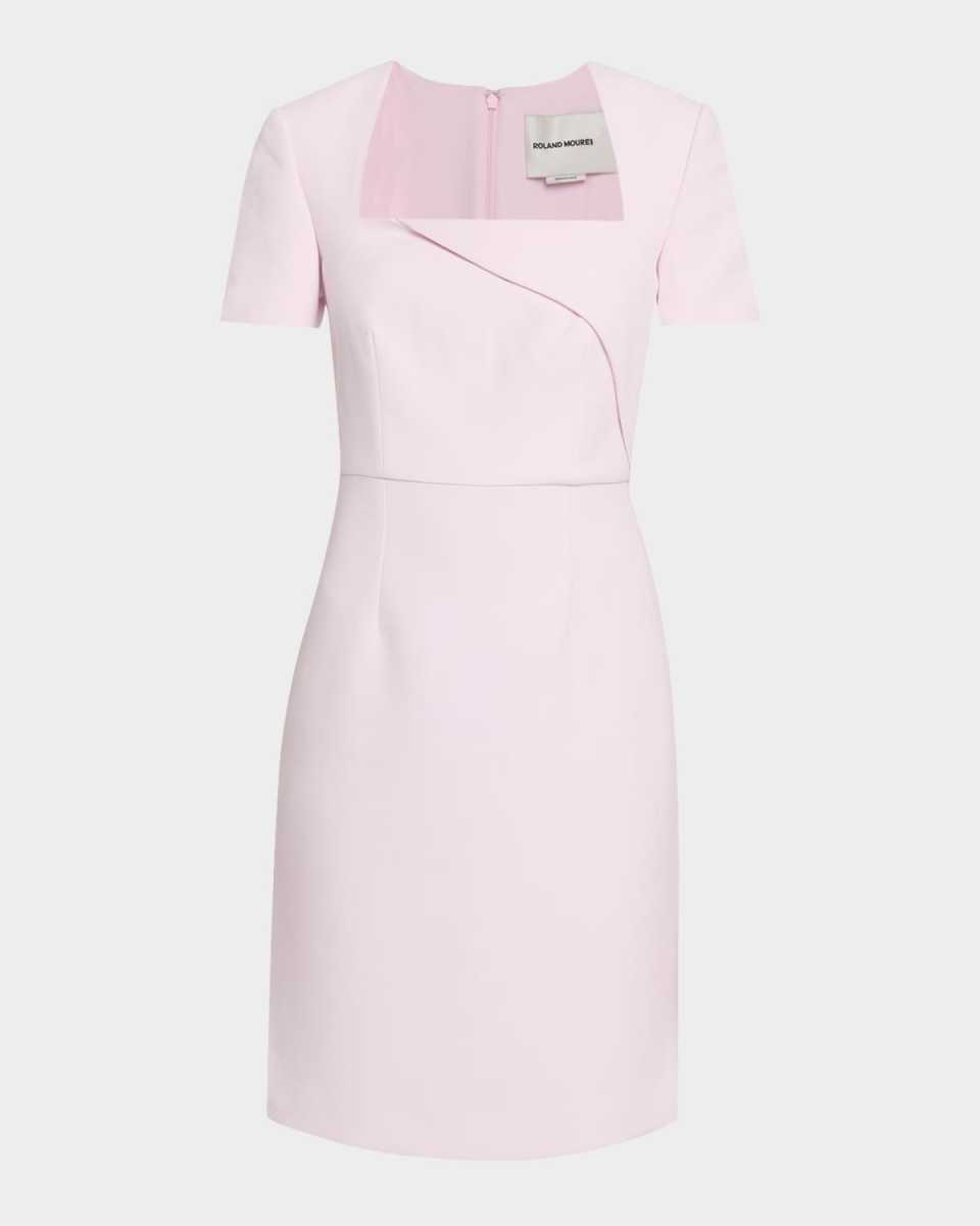 Short-Sleeve Crepe Midi Dress